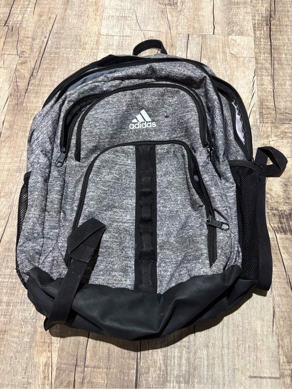 Adidas Grey and Black Men's Backpack with Multiple Pockets